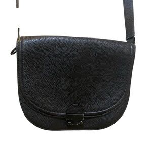 Loeffler Randall Black Pebbled Leather Small‎ Saddle Crossbody Bag Minimalist